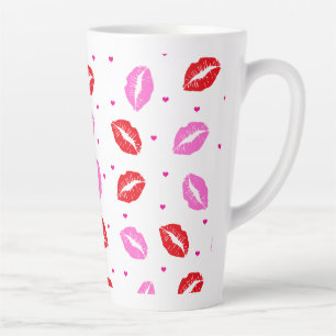 Pink and Red Lips and Hearts Ceramic Latte Mug