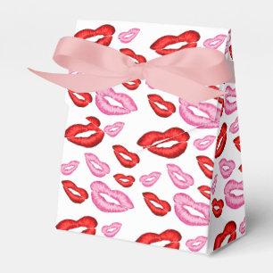 Pink and red lipstick prints favour box