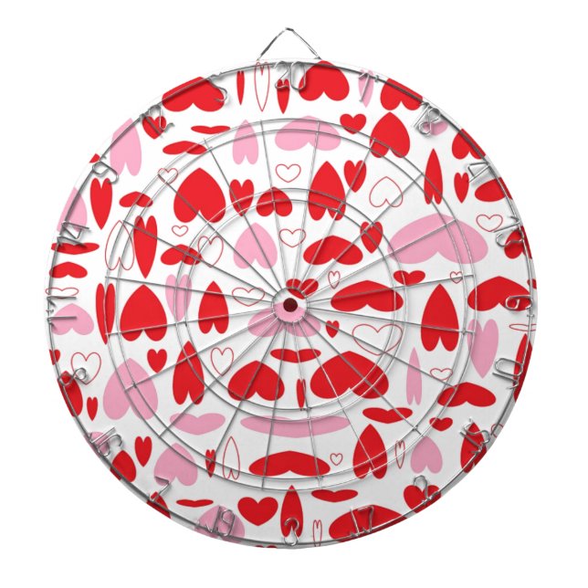 Pink And Red Love Hearts Dartboard (Front)