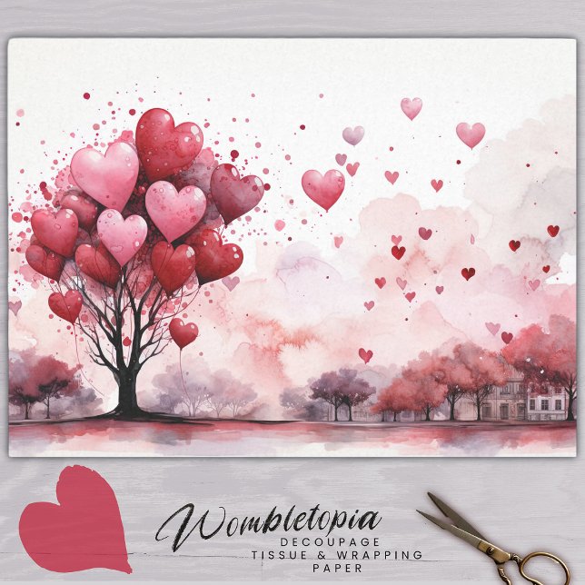 Pink and  Red Love's Embrace Heart Balloon Tree  Tissue Paper (Creator Uploaded)