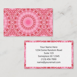 Pink and Red Mandala Kaleidoscope Medallion Flower Business Card
