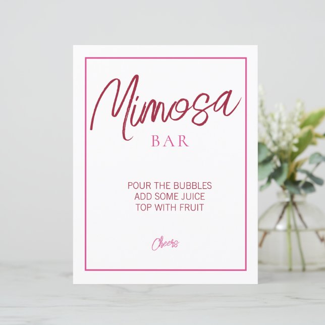Pink and Red Mimosa Bar Sign (Standing Front)