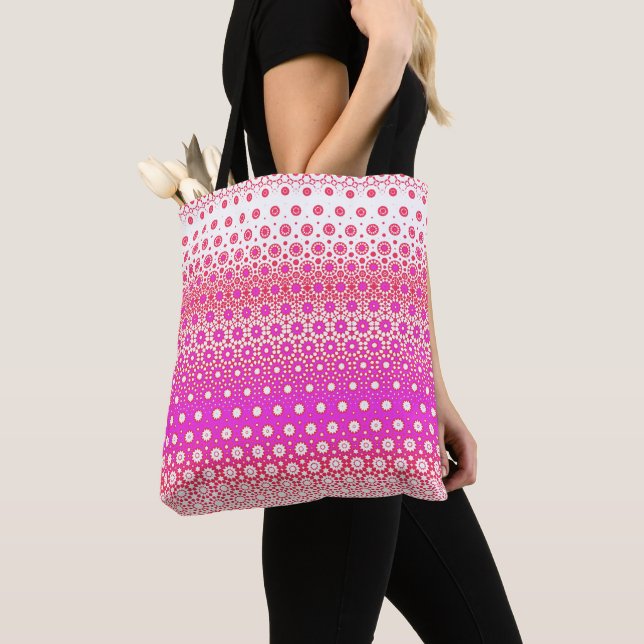 Pink and Red Mosaic Tote Bag (Close Up)
