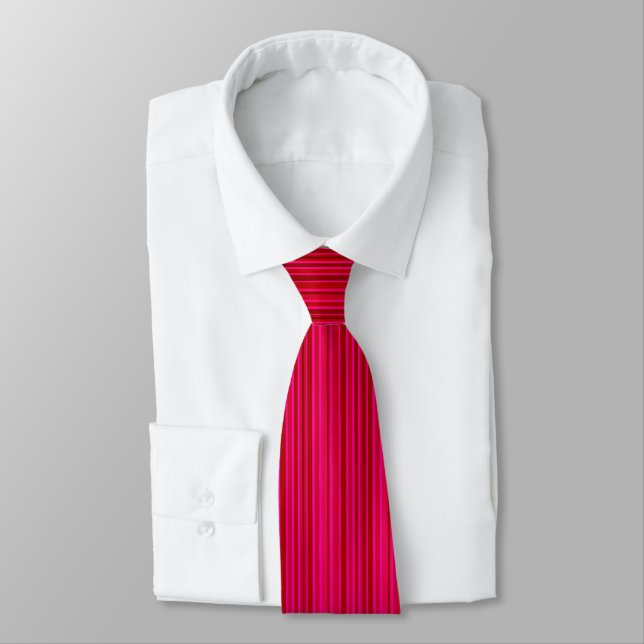Pink and Red Multi Stripes Tie (Tied)