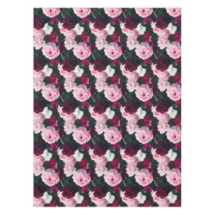 Pink and Red Painted Roses Tablecloth