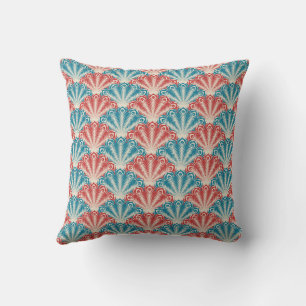 Pink and red Peacock feathers Nature art Cushion