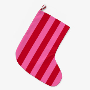 Pink and Red Peppermint Stripes Large Christmas Stocking