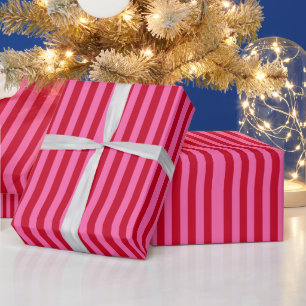 Pink and Red Peppermint Stripes Wrapping Paper