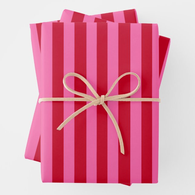 Pink and Red Peppermint Stripes Wrapping Paper Sheet (In situ)