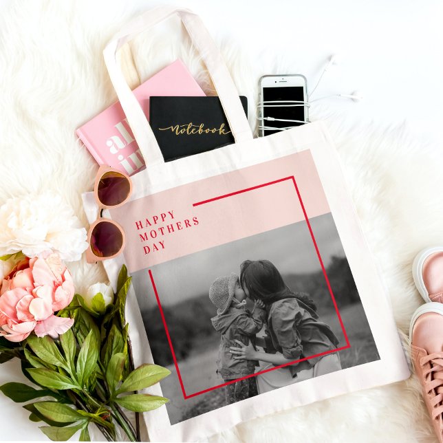  Pink and Red Photo Mother's Day Gift Tote Bag (Creator Uploaded)