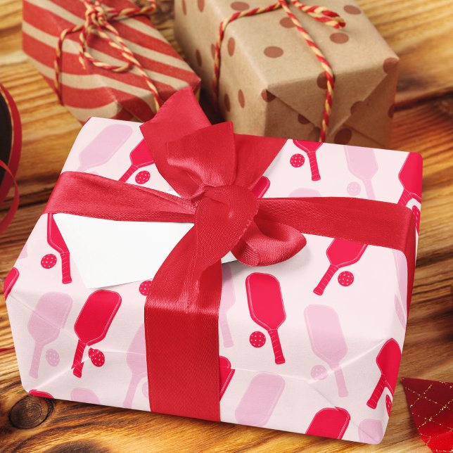 Pink and Red Pickleball Patterned Wrapping Paper (Creator Uploaded)