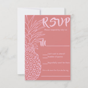 Pink and Red Pineapple Beach Wedding RSVP