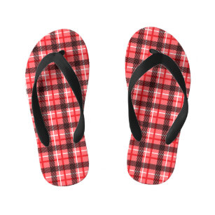 Pink and Red Plaid Kid's Jandals