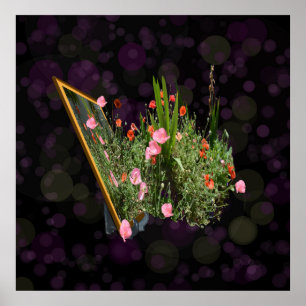 Pink And Red Poppy Popout Art, Poster