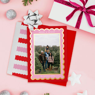Pink and Red Preppy Scallop Photo Frame