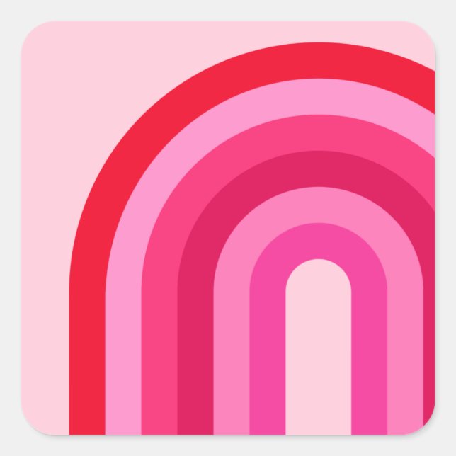 Pink And Red Rainbow Square Sticker (Front)