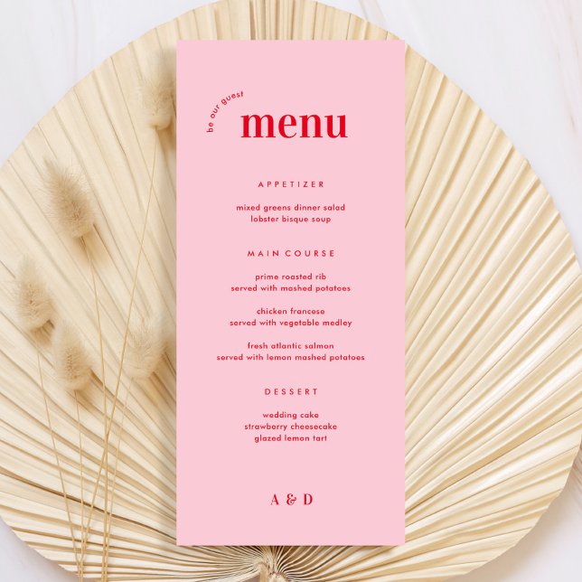 Pink and Red Retro 70s Wedding Menu & Bar Menu (Creator Uploaded)
