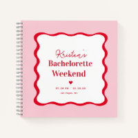 Pink and Red Retro Bachelorette Weekend Guestbook