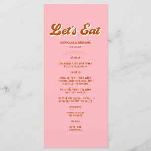 Pink and Red Retro Groovy Wedding Menu