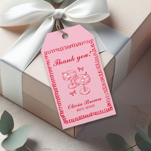 Pink and Red Retro Hand Drawn Bridal Shower Gift Tags