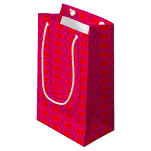 Pink and red retro patterned small gift bag