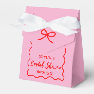 Pink And Red Retro Wavy Border Bridal Shower  Favour Box