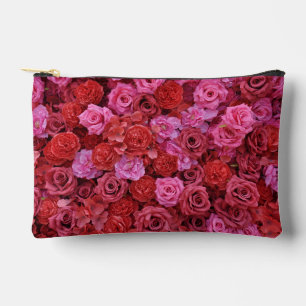 Pink and red roses floral pattern accessory pouch