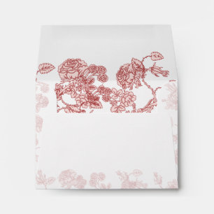 Pink and Red Roses Flower Swirl Wedding Envelopes