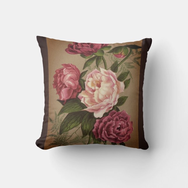 Pink And Red Roses Painting Cushion (Front)