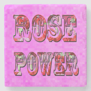 Pink And Red Roses Power, Stone Coaster