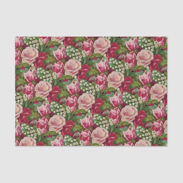 Pink and Red Roses Tissue Paper (Front)