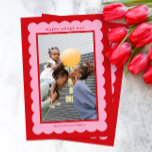 Pink and Red Simple Scallop Photo Frame Holiday Card<br><div class="desc">Simple and festive, this pink and red Valentine's Day photo card makes your family the star within a preppy and trendy scalloped frame. Accented with charming greeting and name text on the front, the back of the card has ample room for a longer message with family updates and anything other...</div>