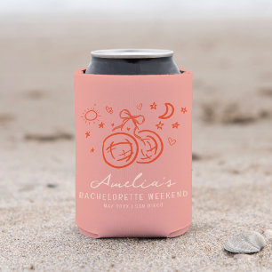 Pink and Red Sketch Disco Bachelorette Weekend Can Cooler