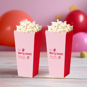 "Pink and Red Strawberry Birthday Party Favour Box