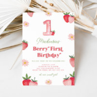 Pink and Red Strawberry Daisy Berry First Birthday