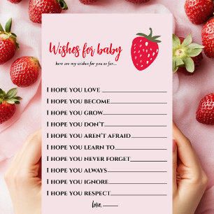 Pink and Red Strawberry Wishes for Baby Card 