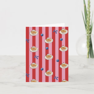Pink and red striped card with cake pattern