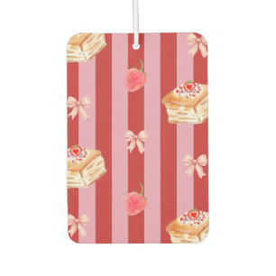 Pink and red striped design with cake pattern car air freshener