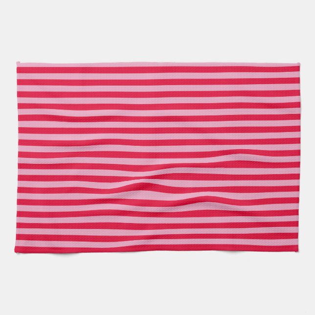 Pink and Red Striped Kitchen Towel (Horizontal)