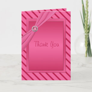 Pink and Red Striped Thank You Card
