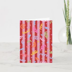 Pink and red striped, with confetti design card