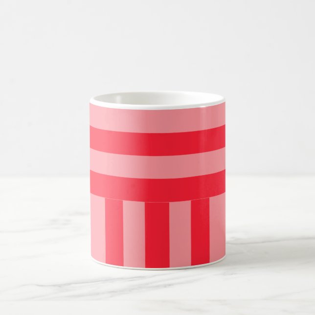 Pink and Red Stripes Coffee Mug (Center)