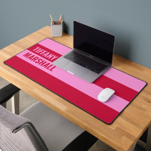  Pink and Red Stripes Pattern Personalised  Desk Mat