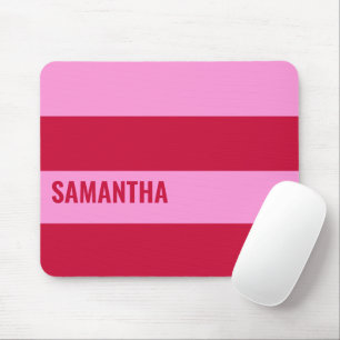  Pink and Red Stripes Pattern Personalised  Mouse Pad