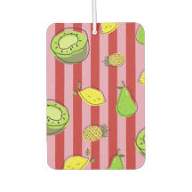 Pink and red stripes with fruit pattern