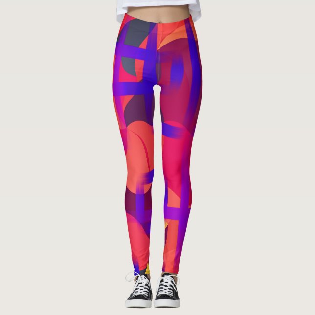 Pink And RED Tie Dye Leggings (Front)