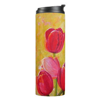 Pink and Red Tulip Arrangement Painting Thermal Tumbler
