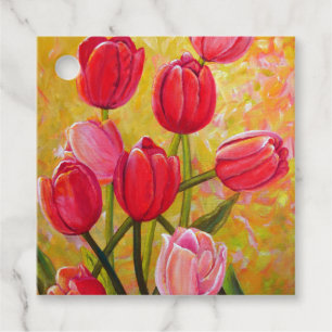Pink and Red Tulips Favour Tags
