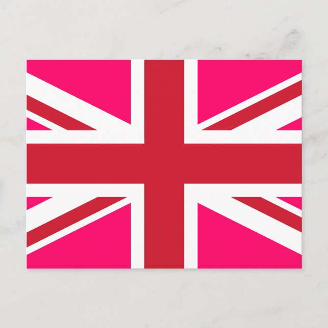 Pink and Red Union Jack Postcard (Front)