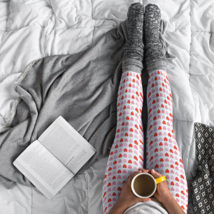 Pink and Red Valentine Love Heart Pattern Leggings